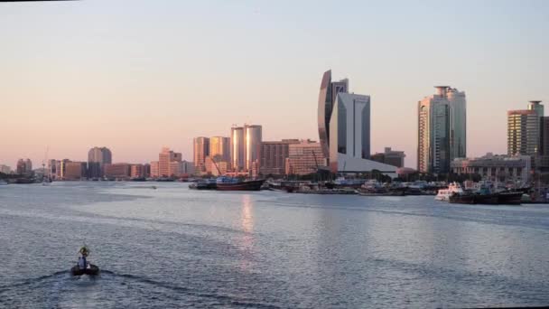 Vista Atardecer Del Arroyo Dubai Eau — Vídeo de stock