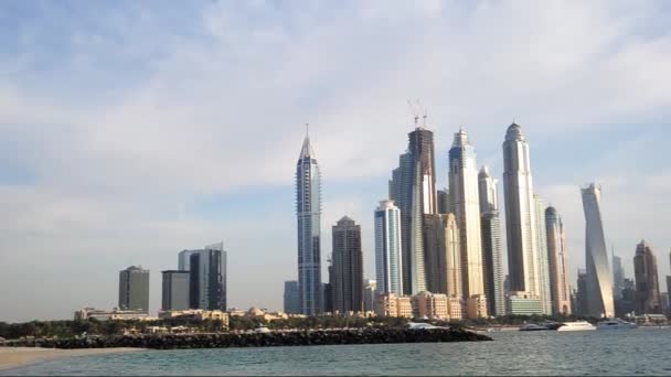 Dubai Emiratos Árabes Unidos Dic Una Vista Nocturna Dubai Marina — Vídeos de Stock