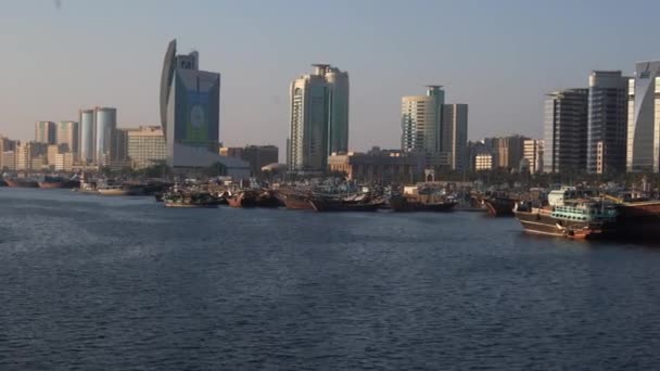 Dubai Creek Uae Mai 2019 Skyline Ansicht Des Dubai Creek — Stockvideo