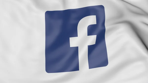 Close up of waving flag with Facebook logo, 3D rendering — Stock Photo, Image