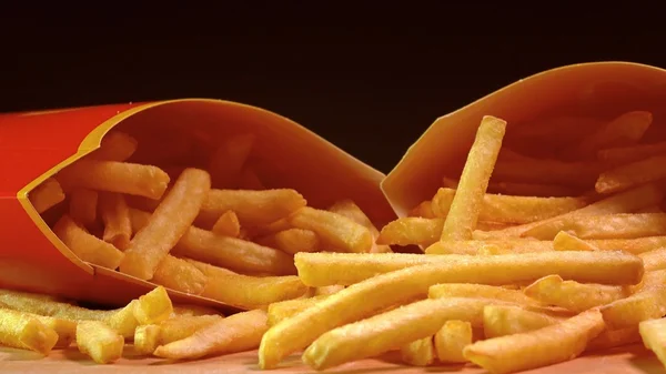 Cajas de papel de comida rápida con patatas fritas. Patatas fritas — Foto de Stock