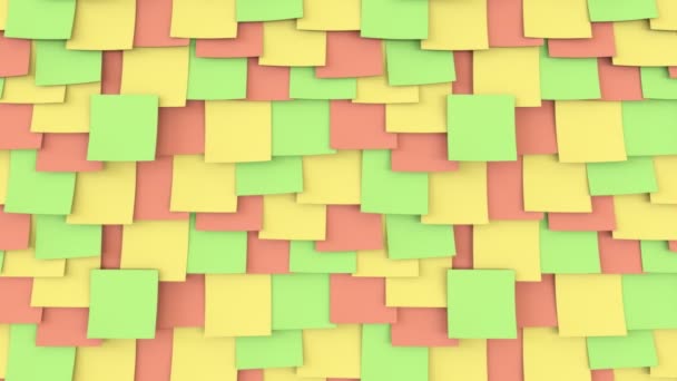 Разноцветные наклейки на стену. Концепции офисной работы или напоминания. 4K loop close up dolly clip — стоковое видео
