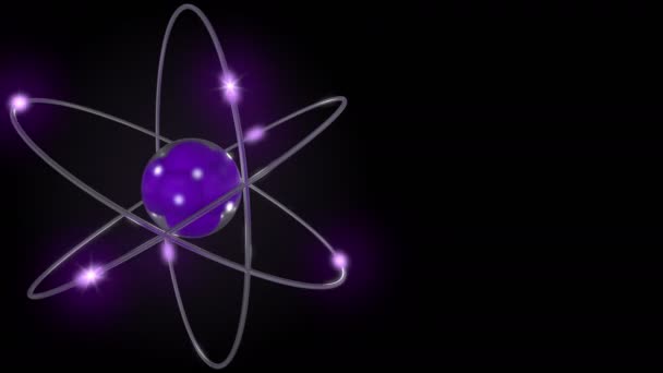 Purple stylized atom and electron orbits — Stock Video