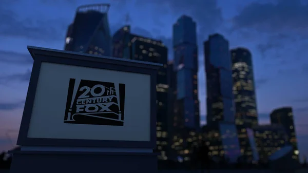 Street signage board with Twentieth Century Fox Film Corporation logo — Stock Photo, Image