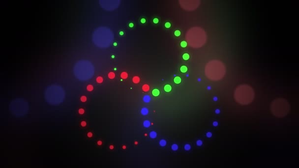 Astract rouge, vert et bleu cercle tournant arrière-plan de mouvement. GRB, LED ou concepts de mélange de couleurs. Animation de boucle sans couture 4K — Video