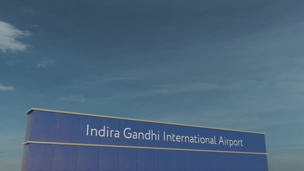 Комерційні літак злітали в аеропорт Індіри Ганді 3d концептуальні 4 к анімації — стокове відео