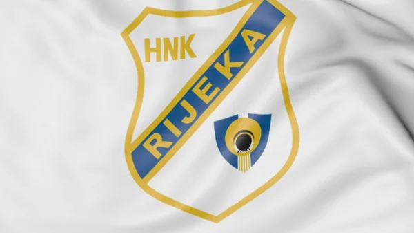 Close-up da bandeira acenando com o logotipo do clube de futebol HNK Rijeka, renderização 3D — Fotografia de Stock