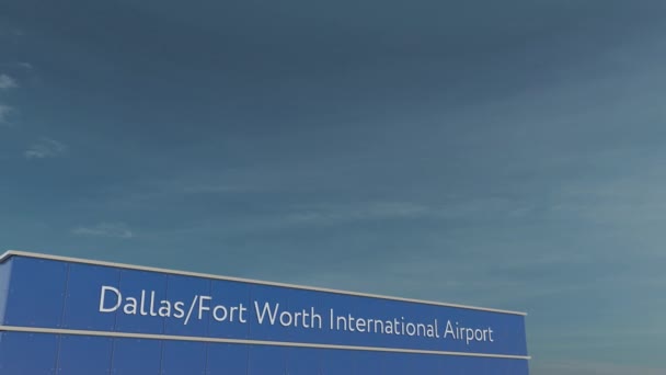상업 비행기 방문 달라스 포트 워스 국제 공항에서 3 차원 개념 4 k 애니메이션 — 비디오