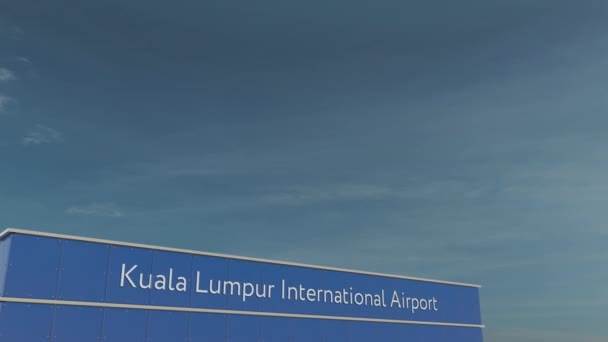 Pesawat komersial mendarat di Kuala Lumpur International Airport 3D animasi konseptual 4K — Stok Video