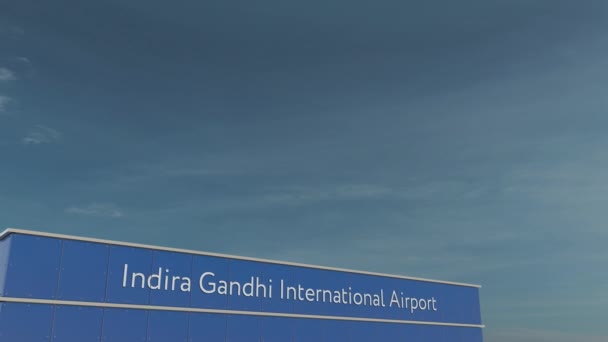 Avião comercial aterrissando no Indira Gandhi Airport 3D animação conceitual 4K — Vídeo de Stock