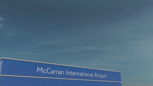 Atterrissage d'un avion commercial à l'aéroport international McCarran Animation 3D conceptuelle 4K — Video