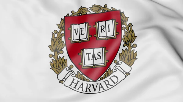 Close-up van zwaaien vlag met Harvard embleem 3D-rendering — Stockfoto