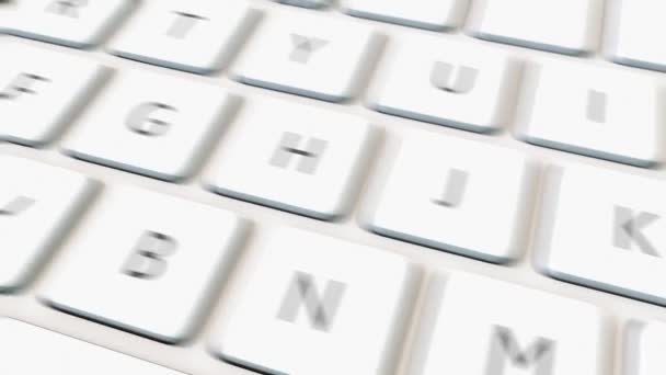 Close-up boneca tiro de teclado do computador branco e chave de ajuda. Clipe 4K conceitual — Vídeo de Stock