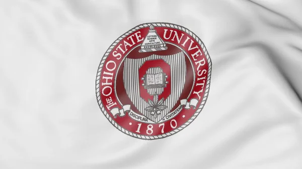 Ohio State Üniversitesi ile bayrak amblem 3d render sallayarak yakın çekim — Stok fotoğraf