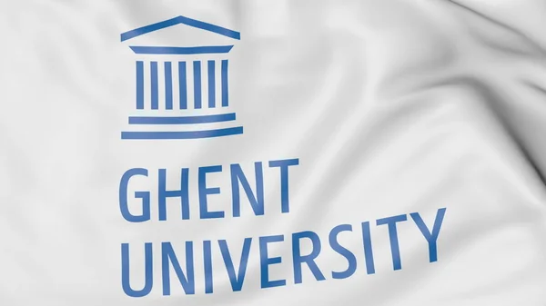 รูปแบบใกล้เคียงของธงคลื่นที่มีสัญลักษณ์มหาวิทยาลัยเกนต์ 3D — ภาพถ่ายสต็อก