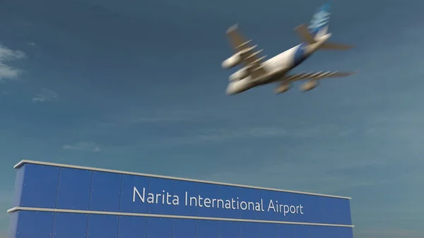 Kommersiella flygplan landar på Narita internationella flygplats 3d-rendering — Stockfoto