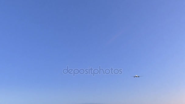 Twin engine commercial airplane arriving to Buenos Aires airport. Travelling to Argentina conceptual 4K animation — Stock Video