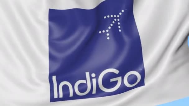 Flagge aus Indigo vor blauem Himmel schwenkend, nahtlose Schleife. redaktionelle 4k-Animation — Stockvideo