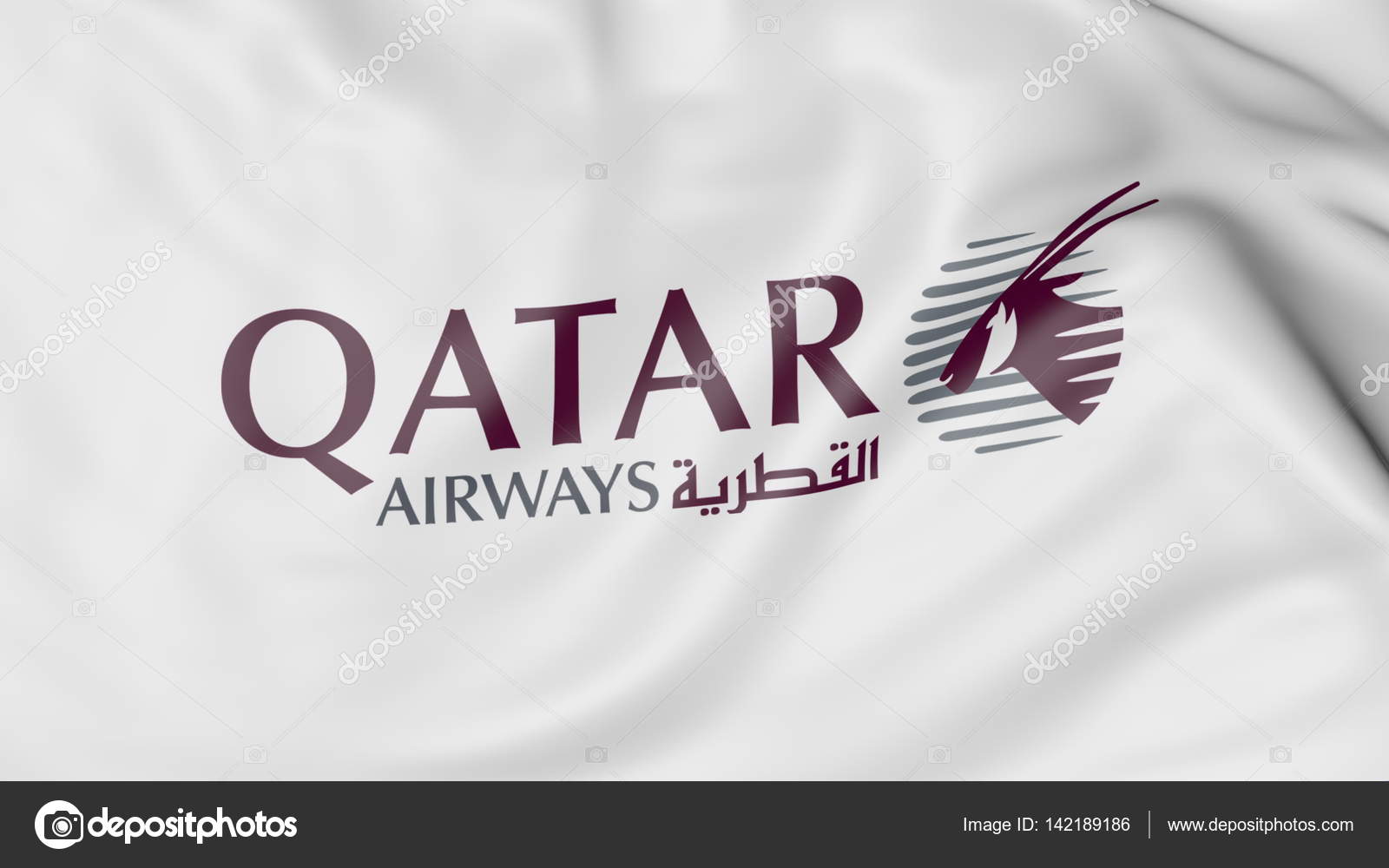 Flagge von Qatar Airways Editorial 3D Rendering schwenken ...