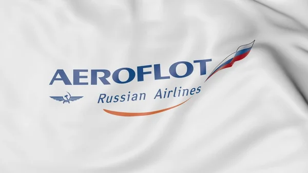 Zwaaien vlag van Aeroflot redactionele 3D-rendering — Stockfoto