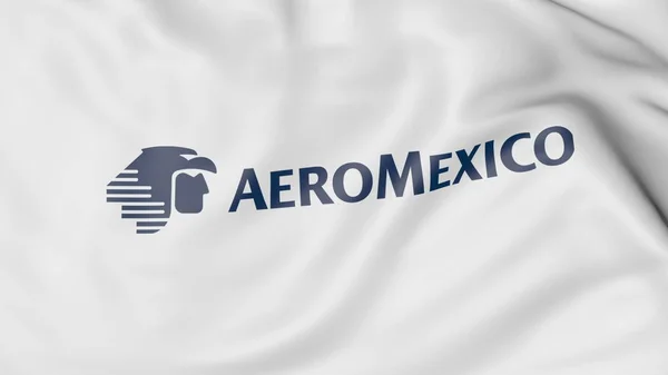 Zwaaien vlag van Aeromexico redactionele 3D-rendering — Stockfoto