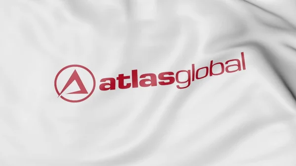 Bandiera sventolante dell'editoriale AtlasGlobal rendering 3D — Foto Stock