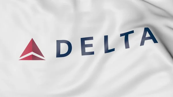 Editoryal 3d render Delta Air Lines bayrağı sallayarak — Stok fotoğraf