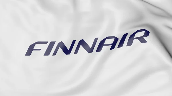 Bandera ondeante de Finnair editorial 3D rendering —  Fotos de Stock