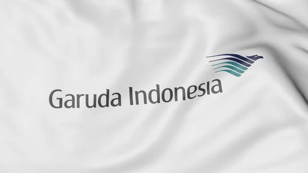 Bandeira ondulante da Garuda Indonesia editorial 3D rendering — Fotografia de Stock