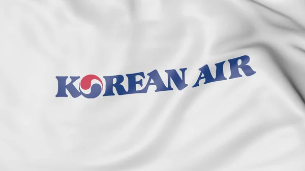 Waving flag of Korean Air editorial 3D rendering — Stock Photo, Image