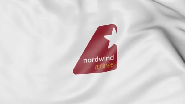 挥舞着国旗的 Nordwind 航空公司编辑 3d 渲染 — 图库照片