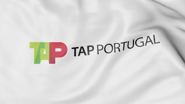 Bandeira ondulante da TAP Portugal editorial 3D rendering — Fotografia de Stock