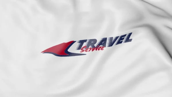 Bandeira ondulante de Travel Service companhia aérea editorial renderização 3D — Fotografia de Stock