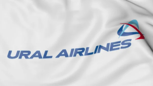 Mávání vlajkou Ural Airlines redakční 3d vykreslování — Stock fotografie