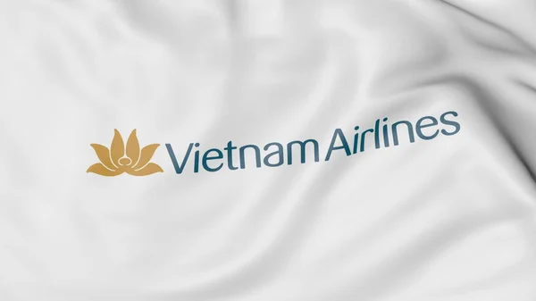 Bandiera sventolante del Vietnam Airlines rendering editoriale 3D — Foto Stock