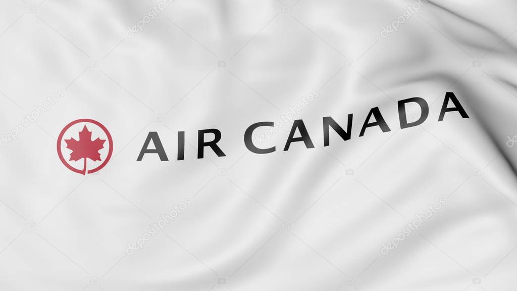 Waving flag of Air Canada editorial 3D