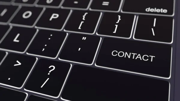 Black computer keyboard and glowing contact key. Conceptual 3D rendering — Stock Photo, Image