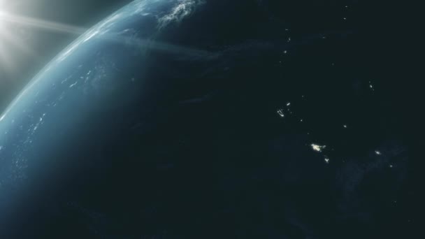 Globo giratorio de la Tierra, vista desde el lazo inconsútil del espacio. Clip 4K — Vídeo de stock