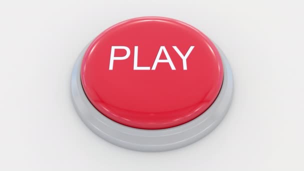 Drücken eines großen roten Knopfes mit Spielbeschriftung. Konzeptioneller 4k-Clip — Stockvideo