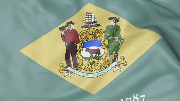 Bandeira ondulada do estado de Delaware. Renderização 3D — Fotografia de Stock