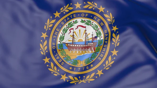 Bandeira ondulada do estado de New Hampshire. Renderização 3D — Fotografia de Stock