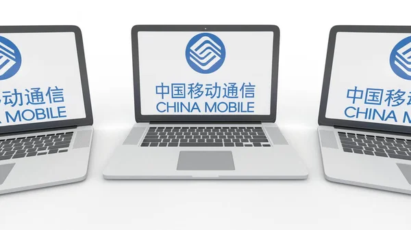 Notizbücher mit China-Logo auf dem Bildschirm. Computertechnologie konzeptionelles redaktionelles 3D-Rendering — Stockfoto