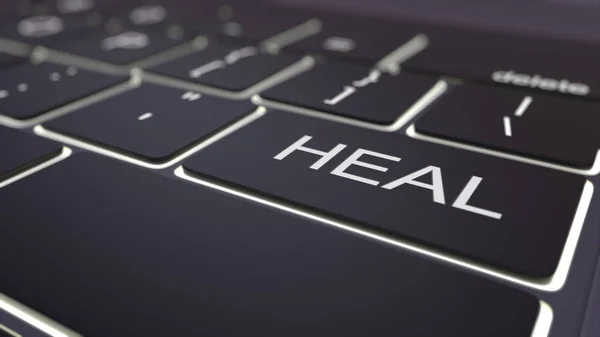 Aydınlık bilgisayar klavye siyah ve anahtar iyileşmek. Kavramsal 3d render — Stok fotoğraf