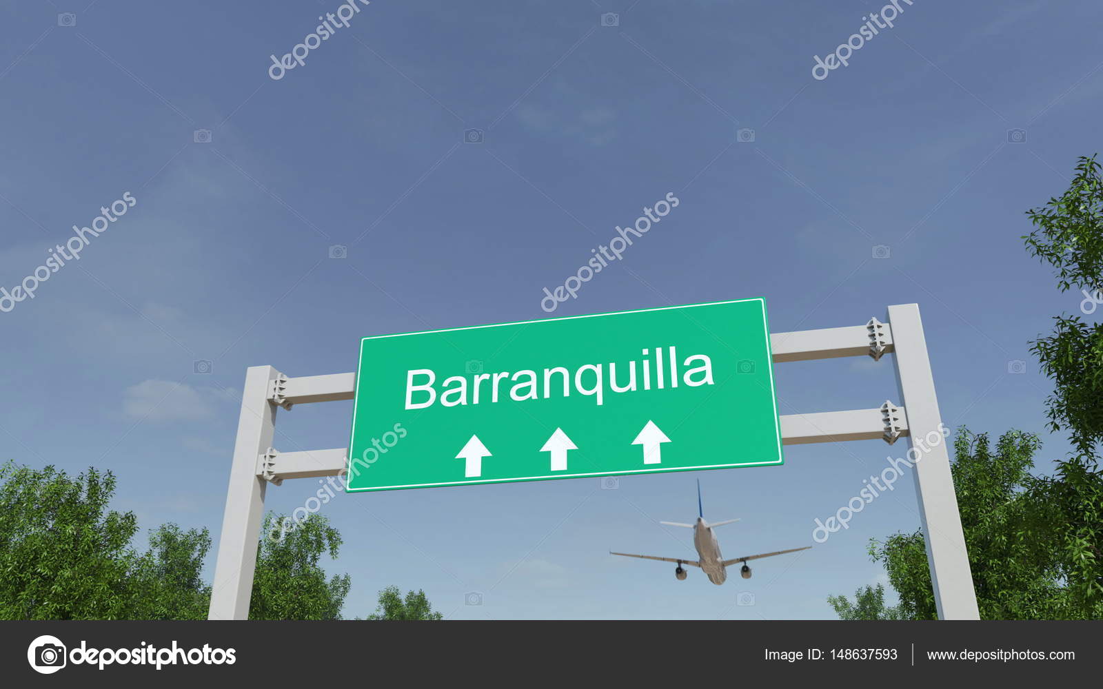 Airplane Arriving To Barranquilla Airport Travelling To Colombia Conceptual 3d Rendering Stock Photo Image By C Alexeynovikov 148637593