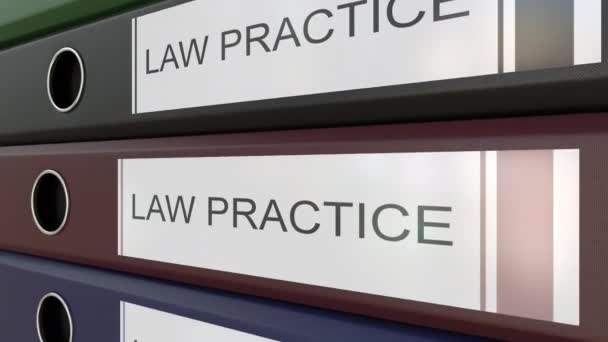 Office binders with Law practice tags — Stock Video