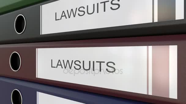 Office binders with Lawsuits tags — Stock Video