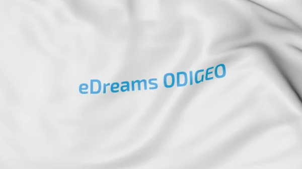 Edreams Odigeo logosu ile bayrak sallıyor. Editoryal 3d render — Stok fotoğraf