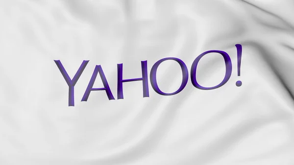 Acenando bandeira com logotipo do Yahoo. Renderização 3D editorial — Fotografia de Stock