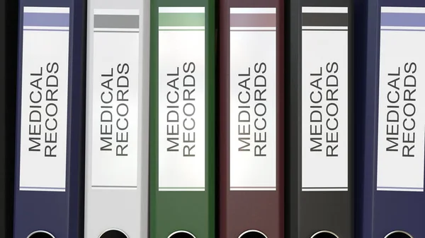 Meerdere mappen van office met medische dossiers tekstlabels 3D-rendering — Stockfoto