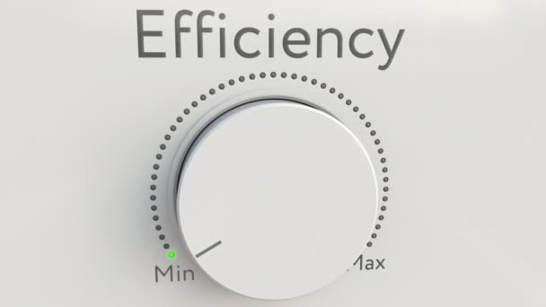 Rodar o botão branco de alta tecnologia com inscrição de eficiência do mínimo ao máximo. Clipe 4K conceitual — Vídeo de Stock